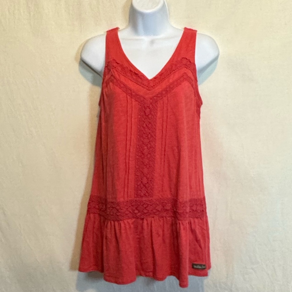 A-25 Matilda Jane Pink Lace & Pleated Detail Sleeveless Pullover Blouse Size S